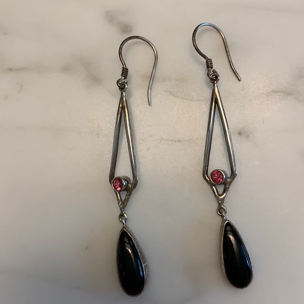 Silver and stone earrings